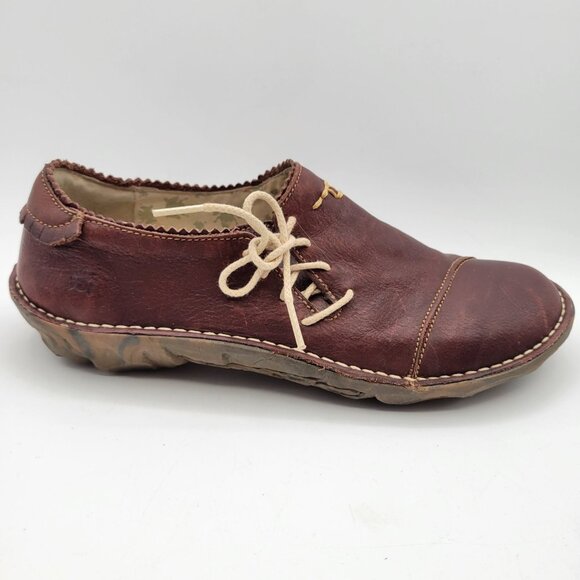 EL NATURALISTA Women's 10 Burgundy Leather Comfort Shoes Unique Quality Spain - Picture 4 of 13